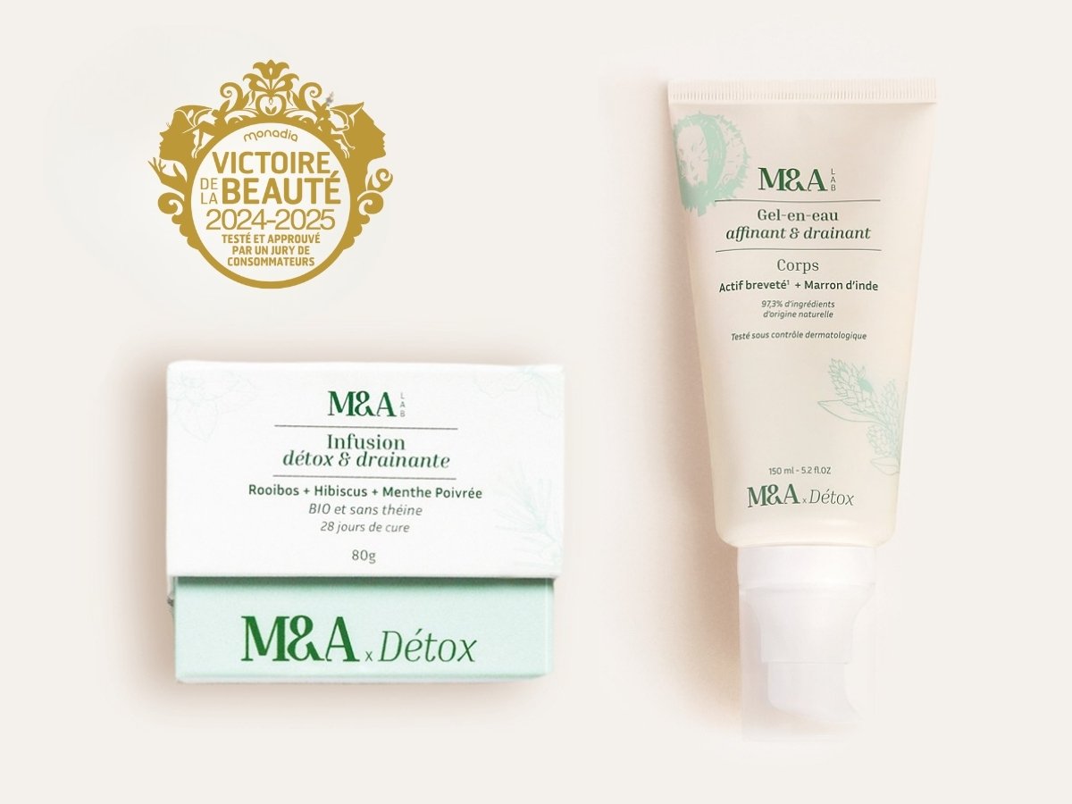Victoires de la beauté routine détox compléments alimentaires soins cosmétiques détox et jambes légères en synergie avec l'infusion détox et drainante