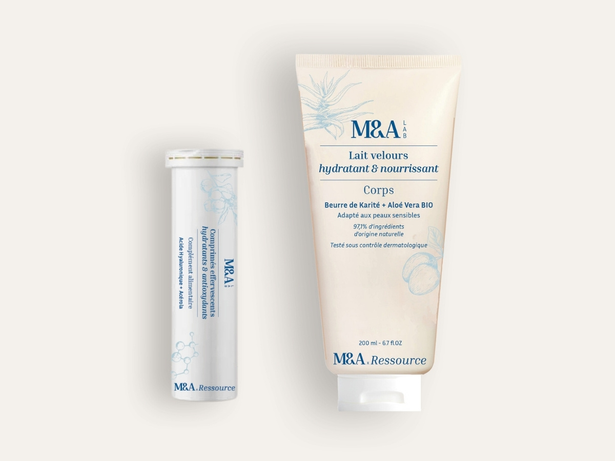 routine hydratation compléments alimentaires soins cosmétiques Ressource hydratation et éclat pour hydrater et protéger, beauté In&Out comprimé hydratant et antioxydant